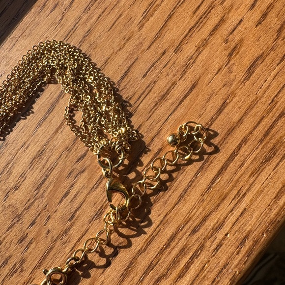 Avon Gold Plated Puffer Heart 💛 Pendant on Multistrand Chain Necklace - Picture 4 of 5